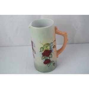 Pitcher Ewer Cherries Design Hand Painted Peach